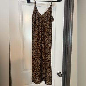Leopard Print Silk Slip Dress